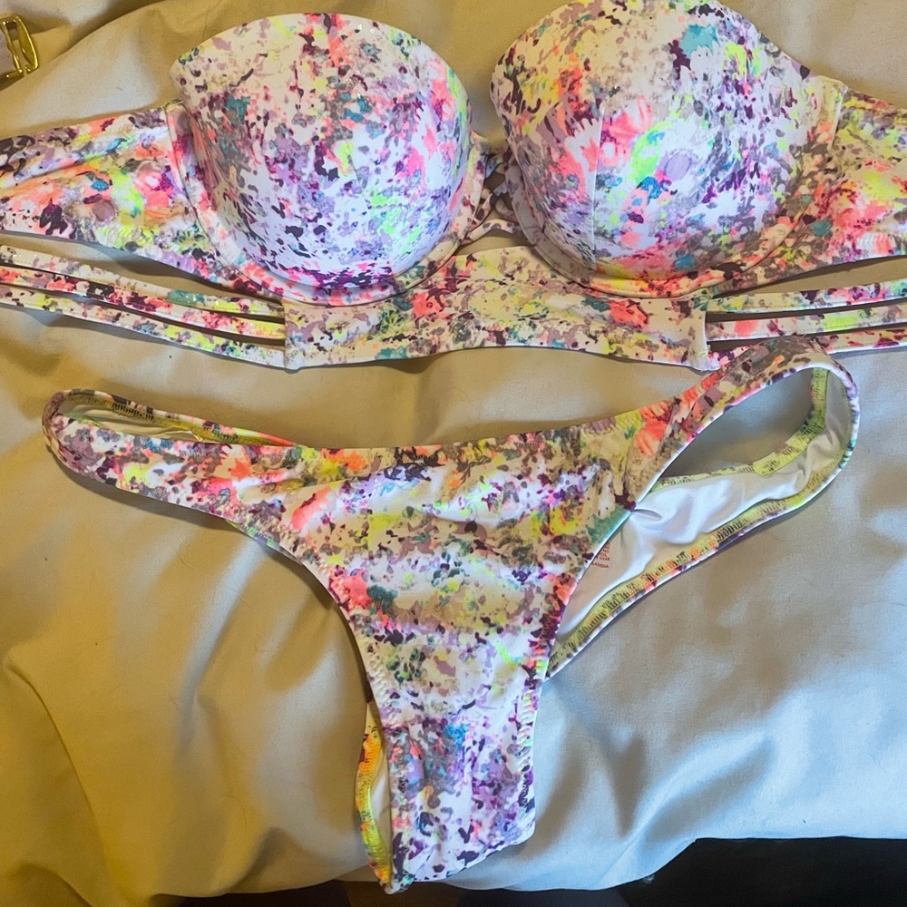 Victoria’s Secret bathing suit. Cheeky bottoms.